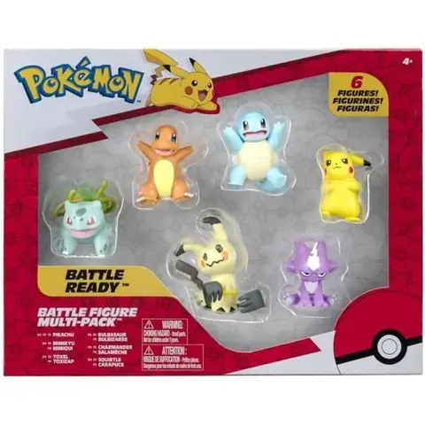 Pack de 6 figurines Pokémon - BANDAI - Pikachu Carapuce Salamèche Bulbizare MimiquiToxizap