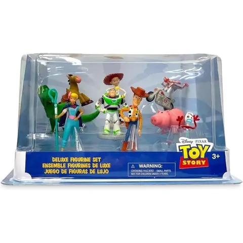 Coffret de 9 Figurines Toy story Woody Buzz lÉclair Jessie La Bergère Fourchette Duke Caboom Bayonne Rex et Pile-Poil