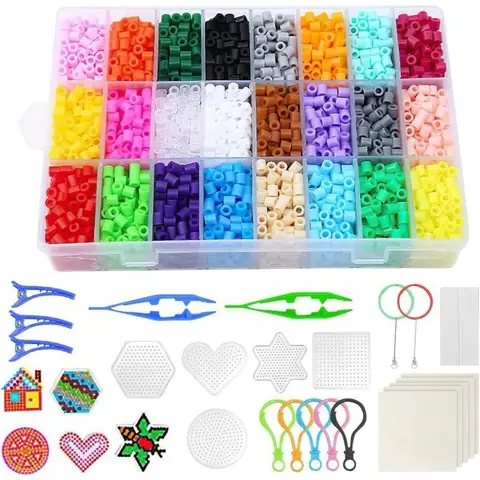Perles à repasser - 24 couleurs 6300 pièces - Kit DIY 5mm - Créatif enfants