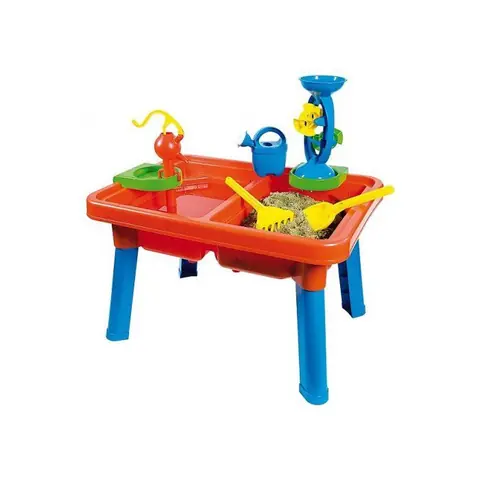 Table eau et sable 2 en 1 avec couvercle et accessoires de plage - 71x52x45cm - Multi activites - Jeux Plein air exterieur