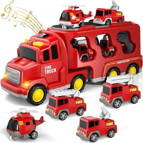 Jouet - ZGEER - Camion Voiture de Pompier 5 en 1 - Rouge - Enfant - A partir de 3 ans