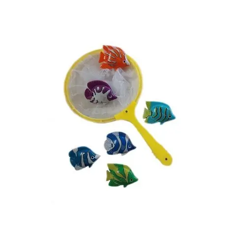 Jeu de Pêche pour Enfants avec Épuisette et 6 Poissons Colorés Idéal pour le Bain la Piscine ou les Jeux dEau en Extérieur