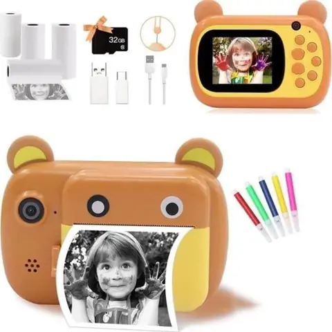 Appareil photo enfant -32G Appareil Photo pour Enfant - Impression Instantanee Photo -4 rouleaux de papier dimpression -N18