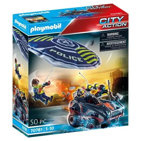 PLAYMOBIL - 70781 - Policier parachutiste et quad des bandits