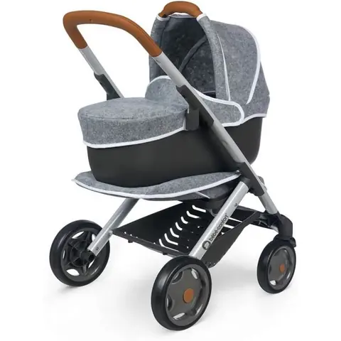 Poussette 3 en 1 - Smoby - Bébé Confort - Landau Gris - Roues Silencieuses - Pour Poupées