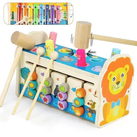 Jouet déveil - ZGEER - Xylophone Bebe - 4 en 1 - Puzzle Animaux - Jeu didentification danimaux