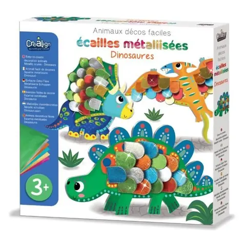 Coffret créatif - Animaux décos métallisées - Dinosaures - Activité créative - À partir de 3 ans - Mixte