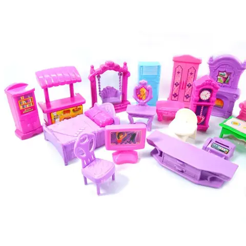 Ensemble de jeu pour maison de poupée 22 pièces meubles en plastique pièces miniatures jouets pour bébés et enfants