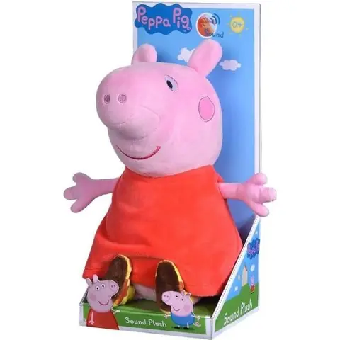 Figurine en peluche - Peppa Pig - Peppa avec son - 25 cm - 100% polyester - Mixte