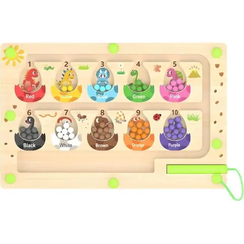 Jouet éducatif - Montessori - Labyrinthe Magnétique - Multicolore - À partir de 3 ans - Bois naturel