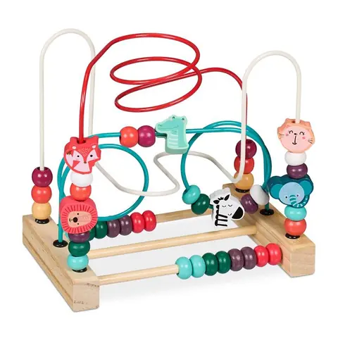 Relaxdays Boulier bébé circuit de motricité bois design C enfants dès 1 an filles et garçons multicolore