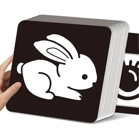24 Pcs Carte de Jouets sensorielsNoir et BlancJouets de développement cérébral pour Nouveau-néCarte dactivités dapprentissage
