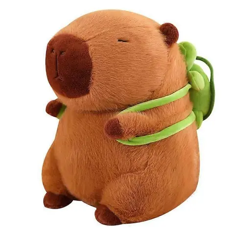 Peluche - Capybara - 33 cm - Sac à dos tortue - Pour enfants
