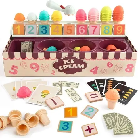 Jeu de rôle éducatif - Top Bright - Crème Glacée - 45 saveurs - Matériaux durables - À partir de 3 ans