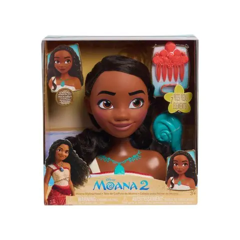 Tête A Coiffer Vaiana 2 Cheveux Noir - 7 Pieces - Set Jouets Fille + 1 Carte offerte - Jouet Coiffure - Accessoires