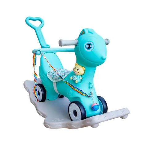 Aga4Kids Cheval à bascule en plastique 2 en 1 DS3803 Bleu