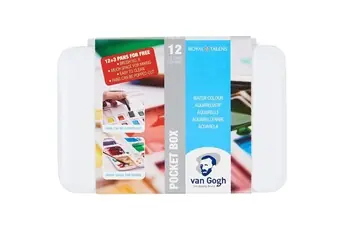 Boîte De 12 Demi-Godets Peinture Aquarelle + 3 Gratuits Van Gogh Royal