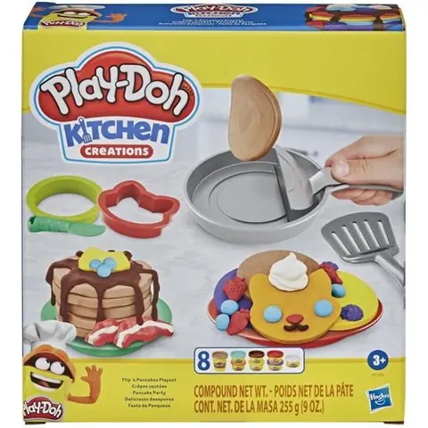 PLAYDOH Crêpes sautées Kitchen Creations 14 pièces avec 8 Pots de pâte pour enfants dès 3 ans