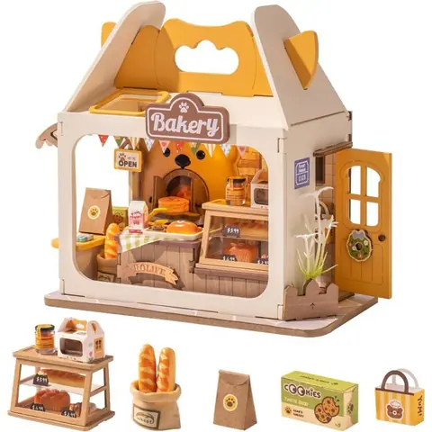 Puzzle 3D en bois à construire - ROBOTIME Food Box Shop DIY maison Miniature