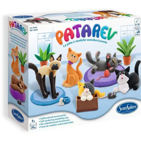 Pate à modeler autodurcissante - SENTOSPHERE - Patarev - Les Chats - Différentes Couleurs - 9 couleurs - Dès 7 ans