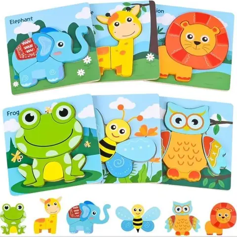 Puzzle en Bois pour Enfants 2 3 4 Ans - Montessori - Animaux 3D - Jouets Bébés - Jeu Educatif Cadeau
