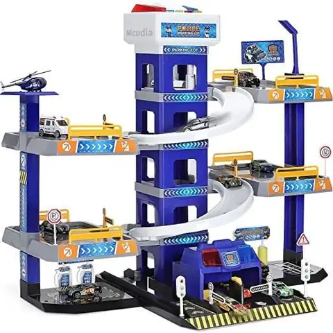 Garage de Voiture pour Enfants - ZGEER - Car Garage Playset pour voitures - Batterie - Alliage