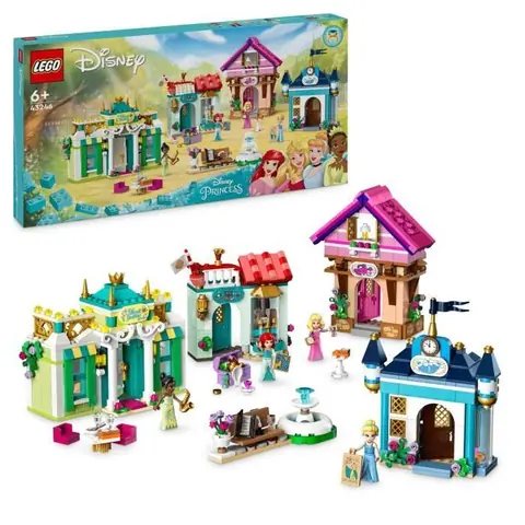 LEGO® 43246 Disney Princess Les Aventures des Princesses Disney au Marché Jouet avec 4 Mini Poupées : Ariel Cendrillon