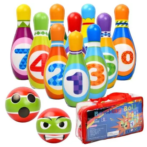 Jeux de Quilles - Enfant - 10 Quilles + 2 Boules - Plastique ABS - 29x15x8cm - Mixte