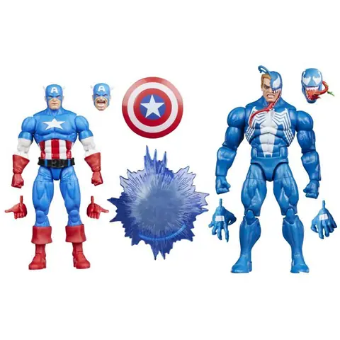 Figurines de collection Marvel - Marvel - Captain America contre Venom - 15 cm - Articulées - Pièces interchangeables