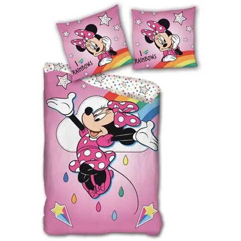 AYMAX Parure de lit simple- Minnie joyeuse qui saute - 140 cm x 200 cm