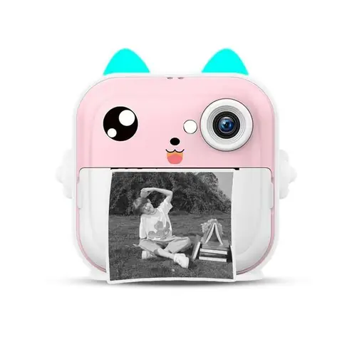 Appareil Photo Enfant avec Imprimante – Vidéo Full HD Wi-Fi Écran 24 Collier 3 Rouleaux Papier Rose (3 Ans+)