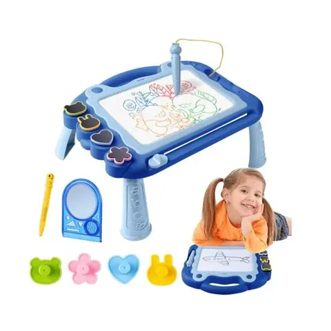 Ardoise Magique Grande avec Pieds - Tableau de Dessin Magnétique Effaçable - Jouets Éducatifs Cadeau (Bleu)