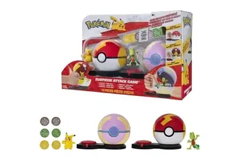 2 Poké Balls avec leur Pokémon et 6 disques d'attaques - - Pokémon - Poké Ball attaque surprise Pikachu vs Arcko - Jeu