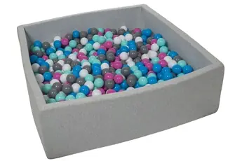 Piscine à balles pour enfant, 120x120 cm + 900 balles blanc, bleu, rose, gris, turquoise