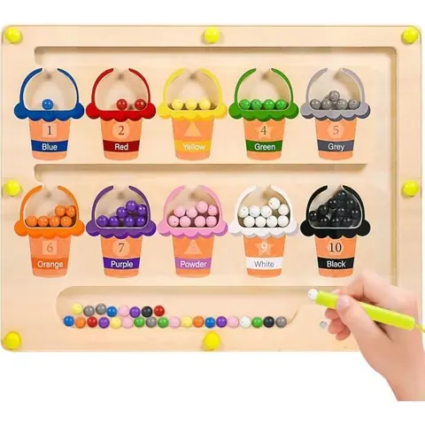Jouet éducatif - Montessori - Labyrinthe Magnétique - Fille 2-4 Ans - Reconnaissance des couleurs et des nombres