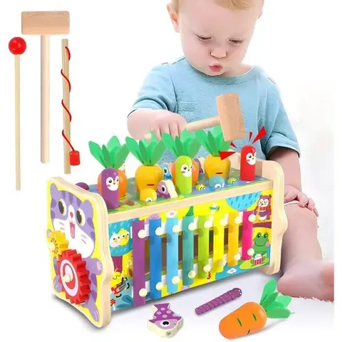 Jouet Bebe 1 an8 en 1 Jeux Educatif avec Jeu de Taupe Xylophone Bebe Jeu Match de Numéro