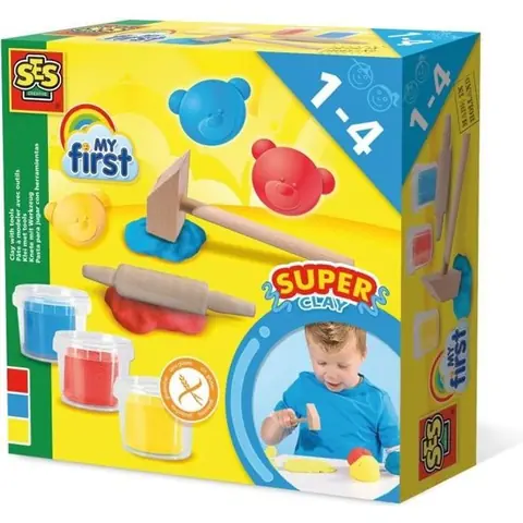 SES CREATIVE Pâte à modeler avec outils - 3 x 90 g