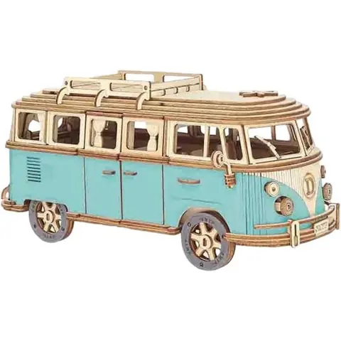 Puzzle 3D - Maquette - Bus en Bois - À Construire - Pour Enfants - 8 ans et plus