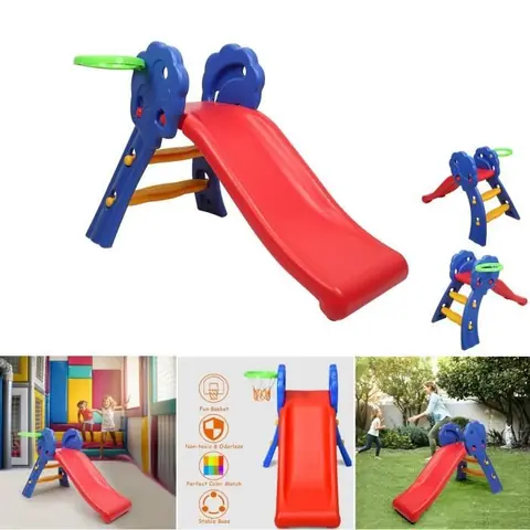 Toboggan pliant pour enfant 3-8 ans - KDINFAV - Aire de Jeux avec escalier et Panier de Basket
