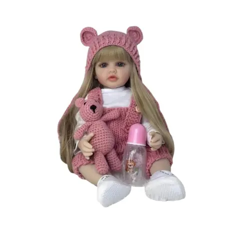 Poupée bébé réaliste Poupée bébé aux cheveux longs blonds Cadeau danniversaire pour enfantJouet pour fille - 55 cm