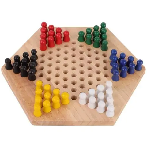 Jeu de société - ZGEER - Dames chinoises - 60 pions - Bois dhévéa - Couleurs vives