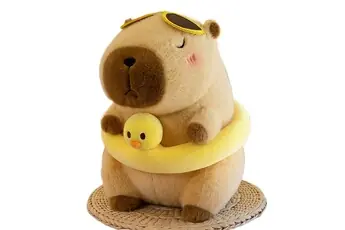 Peluche Capybara avec Bouée Canard - 25 cm - Idée Cadeau d'Anniversaire