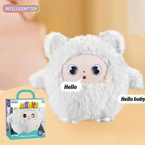 Peluche interactive IA éducative enfant robot multilingue conversation vocale émotions histoires jeux apprentissage 4-6 ans Blanc