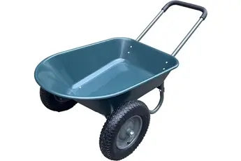 Brouette De Jardin 2 Roues, Chariot Utilitaire Fer Et Plastique, 124x66x62,5 cm, Vert Armée, pour Jardin, Cour Et Travaux Extérieurs
