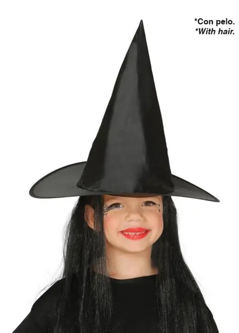 Chapeau Sorcière avec cheveux pour enfant