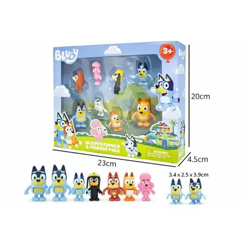 Coffret 8 figurines Bluey Bingo – Personnages de la série animée – Jouet enfant dès 3 ans.