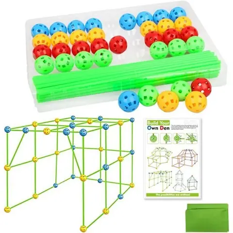 Jouet Tente Bricolage - Creative Forts - 36 Boules Articulées - 51 Tiges - 87 Pièces - À partir de 3 ans