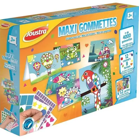 Coffret Gommettes - Joustra - 4000 Gommettes - 12 Cartes A5 - Activités Créatives - Enfant 3 ans+