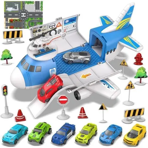 Avion Transporteur de Voitures – Jouet pour Enfants 3 à 7 Ans - Mixte – Véhicules Miniatures accessoires Inclus