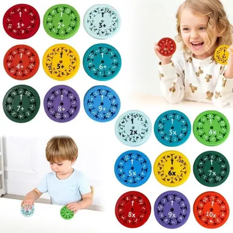 Fidget Spinners Mathématiques - Faits Mathématiques - Jouets Sensoriels - Couleurs Vives - Orange